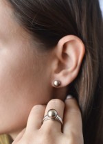 Stříbrné náušnice pecka s perlou Swarovski hnědé kulaté 31142.3