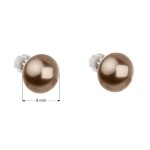 Stříbrné náušnice pecka s perlou Swarovski hnědé kulaté 31142.3