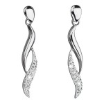 Stříbrné náušnice visací s krystaly Swarovski bílé vlnky 31162.1