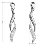 Stříbrné náušnice visací s krystaly Swarovski bílé vlnky 31162.1