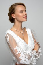 Sada šperků se syntetickými perlami a krystaly Swarovski náušnice a přívěsek bílá slza 39121.1