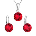 Sada šperků s krystaly Swarovski náušnice, řetízek a přívěsek červené kulaté 39140.3