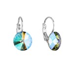 Náušnice bižuterie se Swarovski krystaly zelené fialové kulaté 51002.5