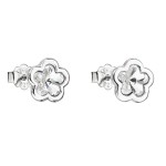 Stříbrné náušnice pecka s krystaly Swarovski bílá kytička 31255.1
