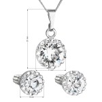 Sada šperků s krystaly Swarovski náušnice, řetízek a přívěsek bílé kulaté 39352.1