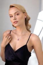 Sada šperků s krystaly Swarovski náušnice, řetízek a přívěsek červené kulaté 39352.3