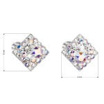 Stříbrné náušnice pecka s krystaly Swarovski ab efekt kosočtverec 31169.2