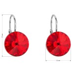 Stříbrné náušnice visací s krystaly Swarovski červené kulaté 31106.3