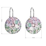 Stříbrné náušnice visací s krystaly Swarovski mix barev kulaté 31176.3 sakura