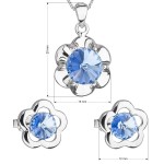 Sada šperků s krystaly Swarovski náušnice,řetízek a přívěsek modrá kytička 39173.3