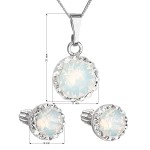Sada šperků s krystaly Swarovski náušnice, řetízek a přívěšek bílé opálové kulaté 39352.7
