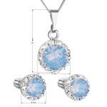 Sada šperků s krystaly Swarovski náušnice, řetízek a přívěšek modré opálové kulaté 39352.7
