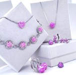Stříbrné náušnice pecky se syntetickým opálem a Preciosa krystaly růžové kulaté 31217.1 lt.rose