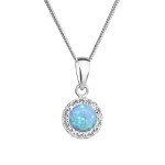 Náhrdelník se syntetickým opálem a krystaly Preciosa sv.modrý kulatý 32083.1 lt.blue