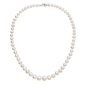Perlový náhrdelník z odstupňovaných pravých říčních perel bílý 22040.1