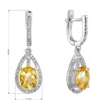 Stříbrné náušnice visací slzy se žlutým zirkonem 11480.3 citrine