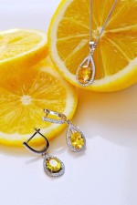 Stříbrný přívěsek slza žlutý zirkon 14034.3 citrine
