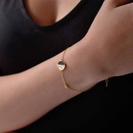 Pozlacený stříbrný náramek řetízek s kulatým černoperleťovým přívěskem 13026.1