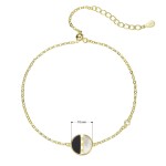 Pozlacený stříbrný náramek řetízek s kulatým černoperleťovým přívěskem 13026.1