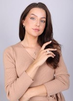 Zlaté 14 karátové náušnice visací bílé zlato s říční perlou a brilianty 81PB00039