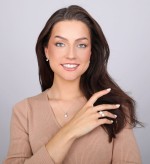 Zlatý 14 karátový náhrdelník bílé zlato s bílou říční perlou a briliantem 82PB00037