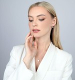 Zlatý 14 karátový náhrdelník s bílou říční perlou a brilianty 92PB00040