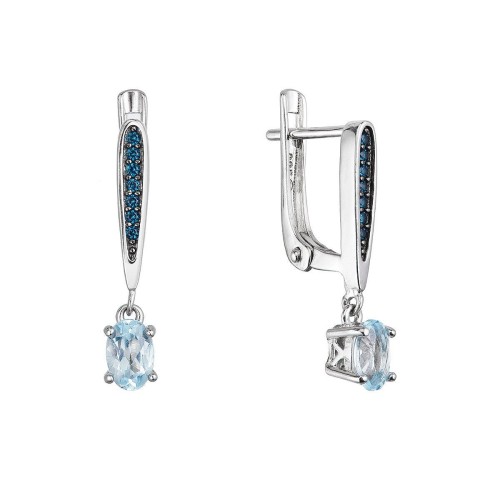 Stříbrné náušnice luxusní s pravými kameny modré 11487.3 london nano, sky topaz
