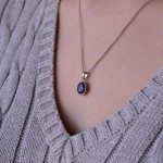 Stříbrný náhrdelník s pravým kamenem temně modrý 12087.3 dark sapphire