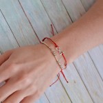 Kabbalah náramek se stříbrným nekonečnem 13048.3 red