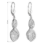 Stříbrné náušnice visací s krystaly Swarovski bílé spirála 31160.1