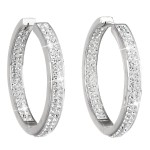 Stříbrné náušnice kruhy s krystaly Swarovski bílý kruh 31122.1