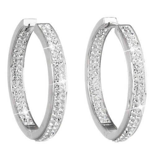 Stříbrné náušnice kruhy s krystaly Swarovski bílý kruh 31122.1