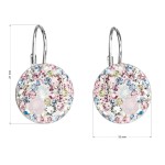 Stříbrné náušnice visací s krystaly Swarovski růžové kulaté 31176.3