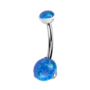 Piercing do pupíku - TITAN, modrý opál