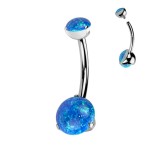 Piercing do pupíku - TITAN, modrý opál