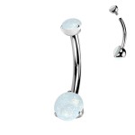 Piercing do pupíku MALÝ - TITAN, bílý opál