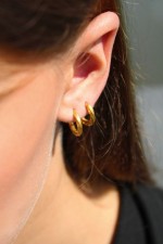 Zlacené ocelové náušnice kroucené kroužky (14 mm)