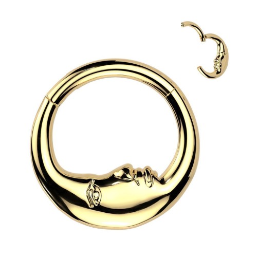 Zlacený segment kruh měsíc - helix / cartilage / tragus piercing (1,2 x 8 mm)