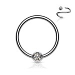 Piercing - kruh titan se zirkonem (1,0 x 10 x 3 mm)