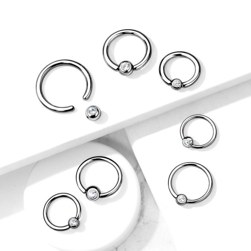 Piercing - kruh titan se zirkonem (1,6 x 12 x 4 mm)