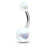 Piercing do pupíku - banánek s kovovým leskem (růžová, 1,6 x 10 mm)