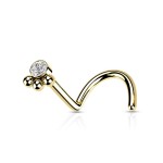 Zahnutý piercing do nosu se zirkonem (stříbrná)