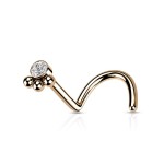 Zahnutý piercing do nosu se zirkonem (stříbrná)