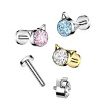 Piercing labreta titan Kitty (čirý 1,2 x 8 mm)