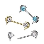Piercing do bradavky - delfíni (zlacená)