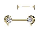 Piercing do bradavky - delfíni (tyrkysová)