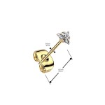 Zlacené ocelové náušnice čiré trojúhelníčky (4 mm)