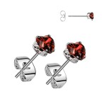 Ocelové náušnice červená srdíčka (3 mm)