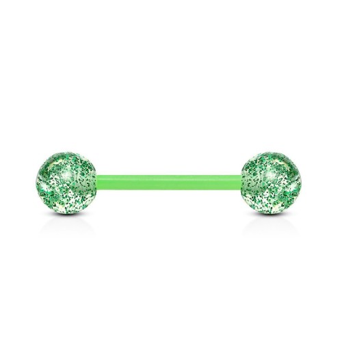 Piercing činka bioplast s třpytkami (zelený)