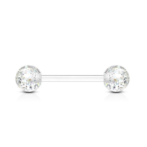 Piercing činka bioplast s třpytkami (čirý)